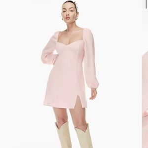 Wilfred aritzia novella puff long sleeve dress poetic pink